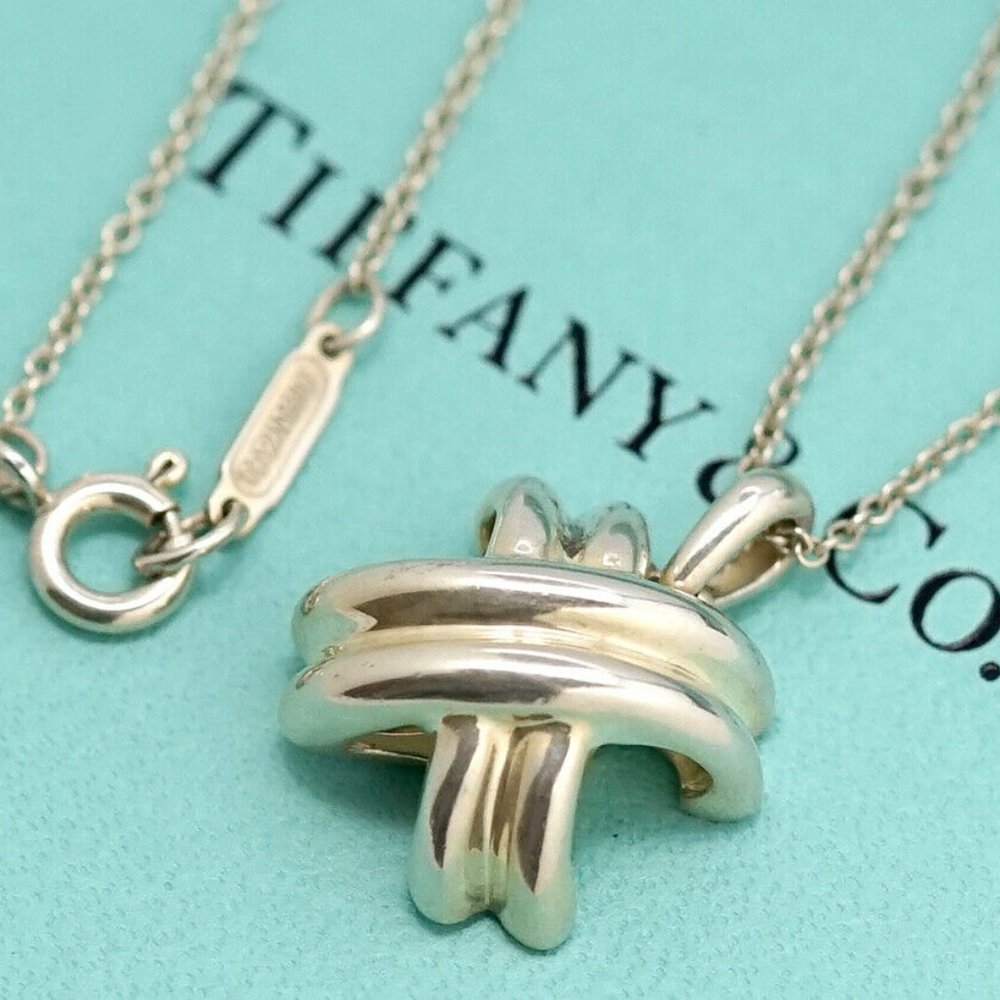 Tiffany & Co. Sterling Silver Signature X Pendant Necklace 16"